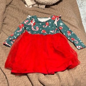 Festive Candy Cane Dress with Red Tulle Skirt